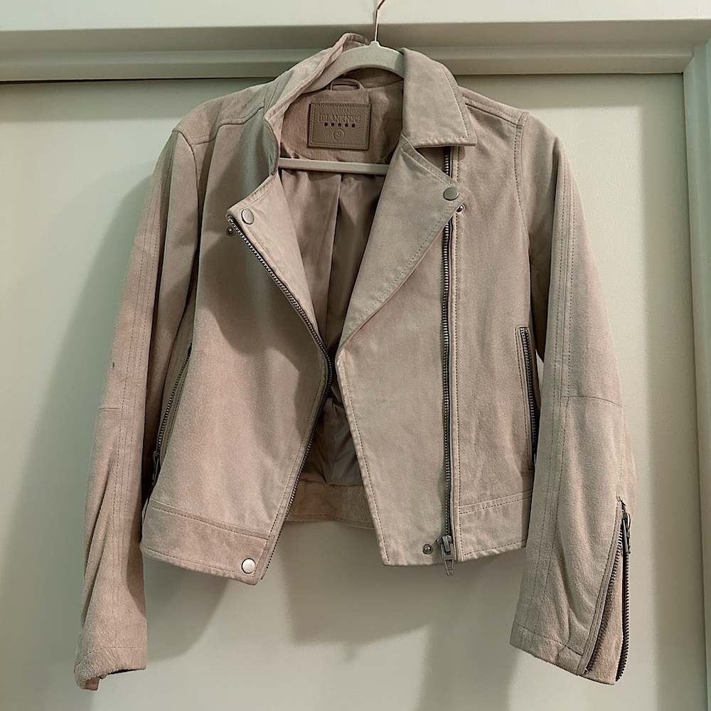 Blank NYC Suede Jacket Genuine Leather - Cream Beige Size Small